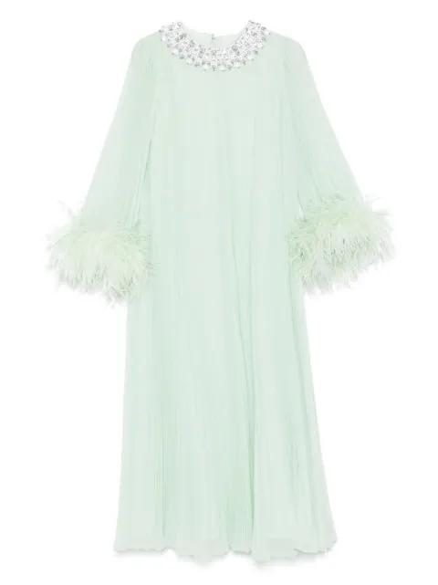 feather-trim chiffon dress by SELF-PORTRAIT