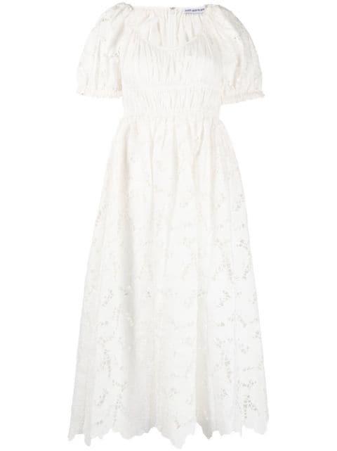 flared lace midi dress by SELF-PORTRAIT