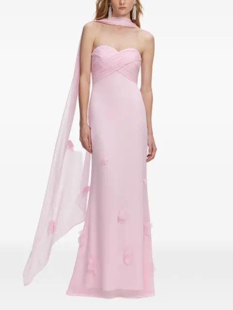 floral-appliqué strapless maxi dress by SELF-PORTRAIT