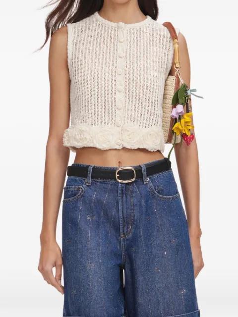 floral-applique crochet top by SELF-PORTRAIT