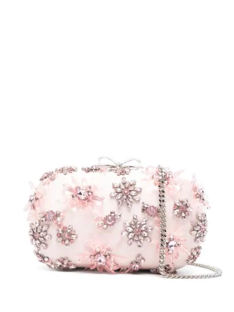 floral-embellished clutch bag by SELF-PORTRAIT
