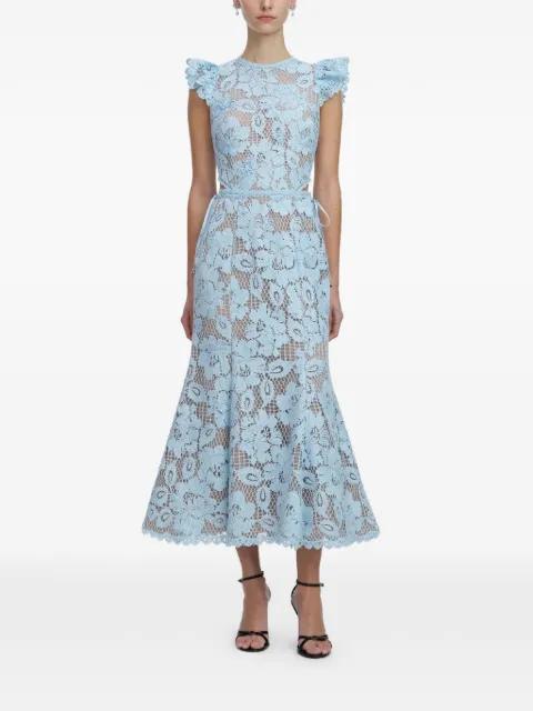 floral-embroidered midi dress by SELF-PORTRAIT