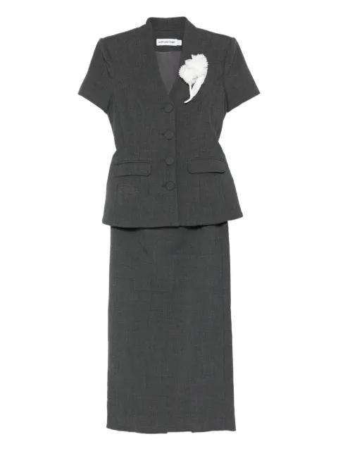 flower detail tailored midi dress by SELF-PORTRAIT