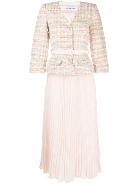 fully-pleated flared dress by SELF-PORTRAIT