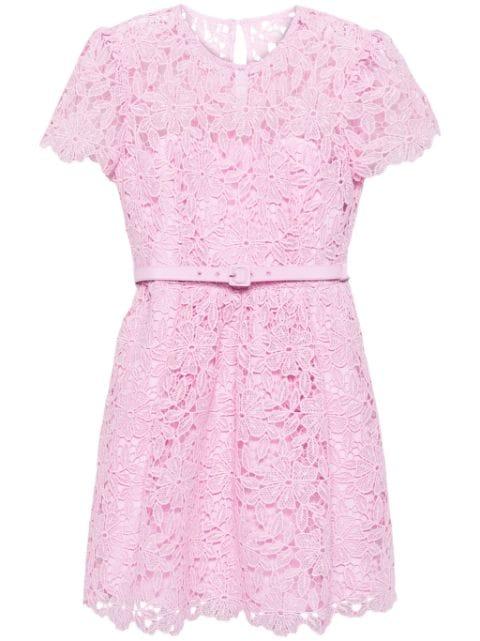 guipure-lace belted mini dress by SELF-PORTRAIT
