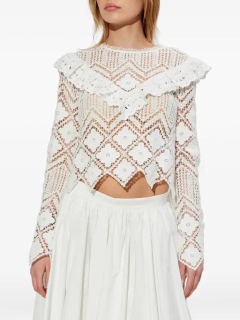 guipure-lace ruffled top by SELF-PORTRAIT