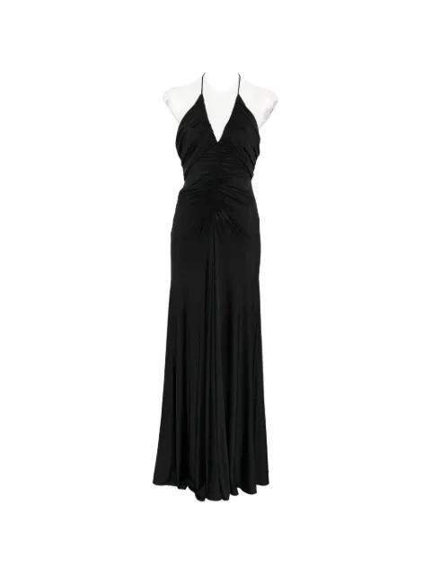 halter ruched maxi dress by SELF-PORTRAIT