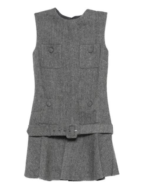 herringbone buckled mini dress by SELF-PORTRAIT