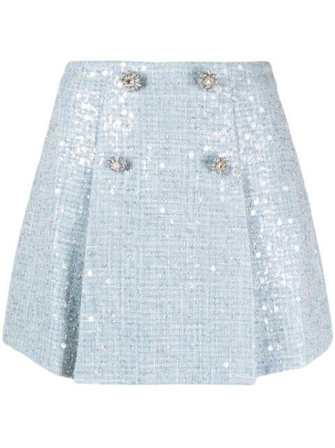 high-waist sequined bouclé miniskirt by SELF-PORTRAIT