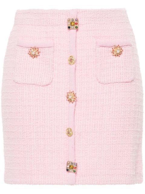 jewelry-buttons knitted mini skirt by SELF-PORTRAIT