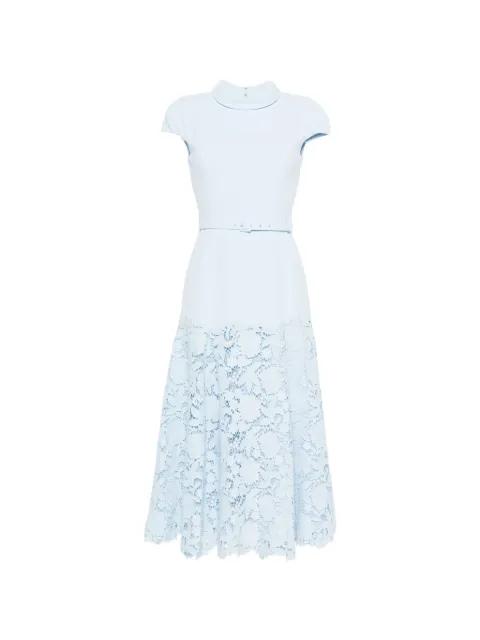 lace belt midi dress by SELF-PORTRAIT