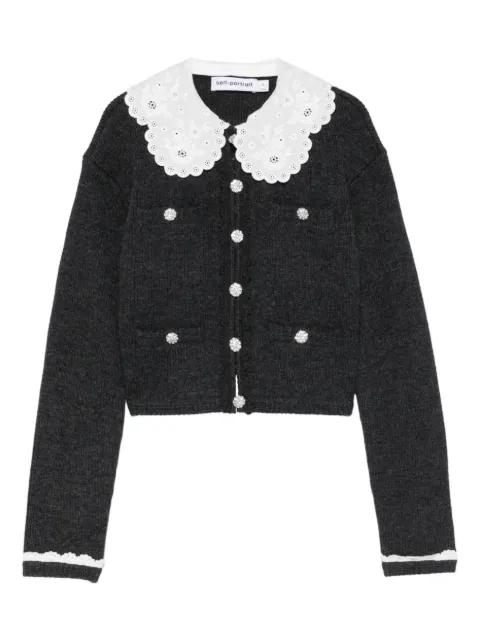 lace-collar button cardigan by SELF-PORTRAIT