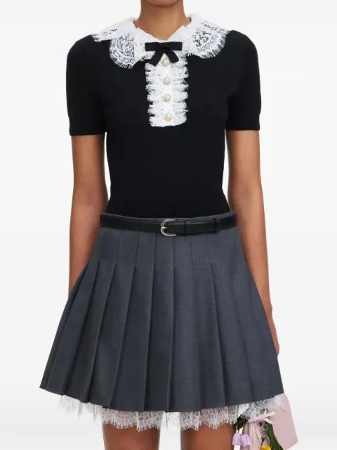 lace-collar polo top by SELF-PORTRAIT