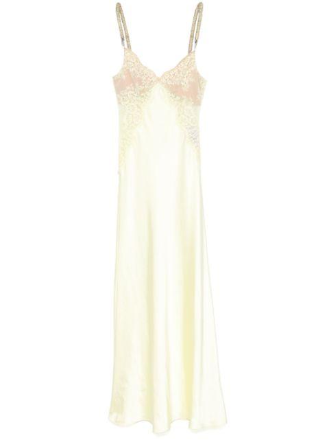 lace-detail satin maxi dress by SELF-PORTRAIT