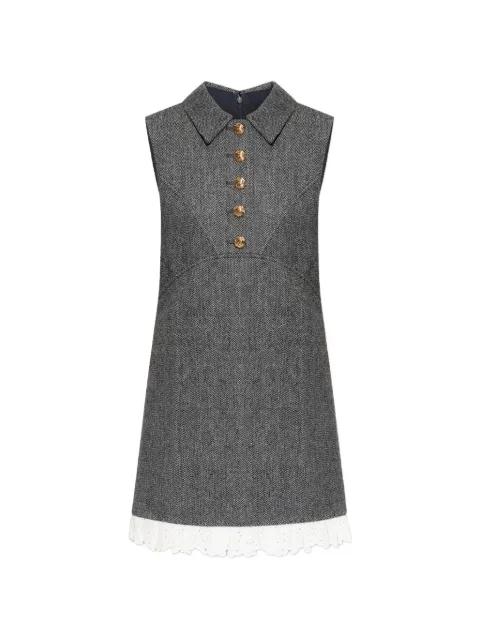 lace-trim herringbone mini dress by SELF-PORTRAIT