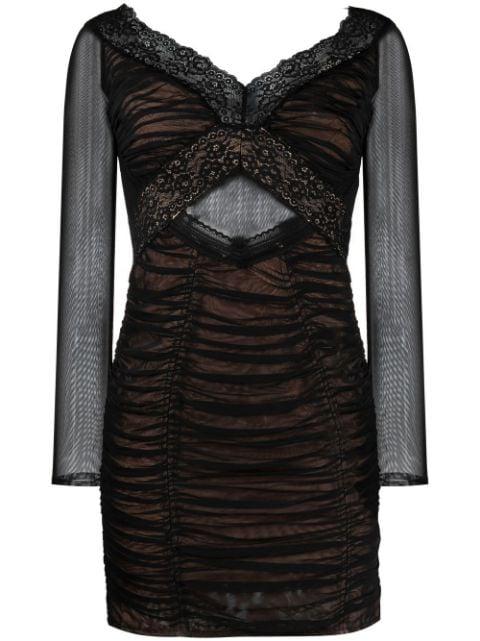 lace-trim mesh mini dress by SELF-PORTRAIT