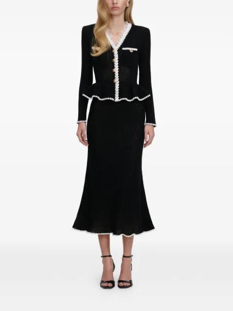lace-trim peplum midi dress by SELF-PORTRAIT