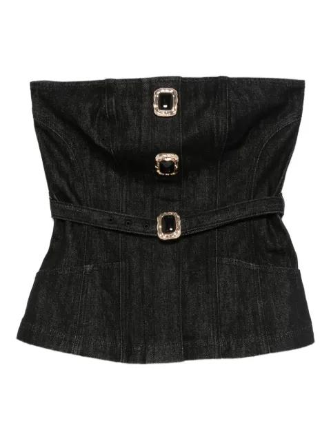 lace-trimmed ribbed top by SELF-PORTRAIT