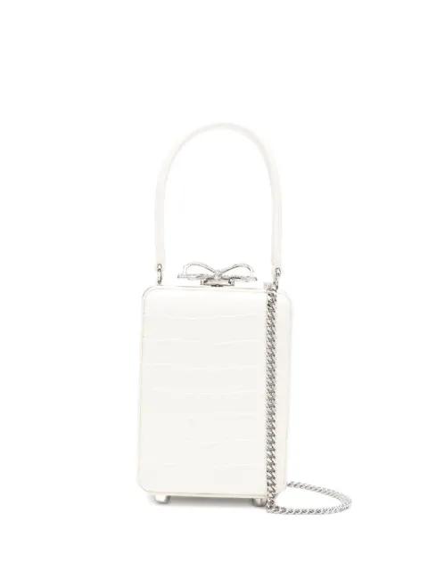micro crocodille-effect leather tote bag by SELF-PORTRAIT