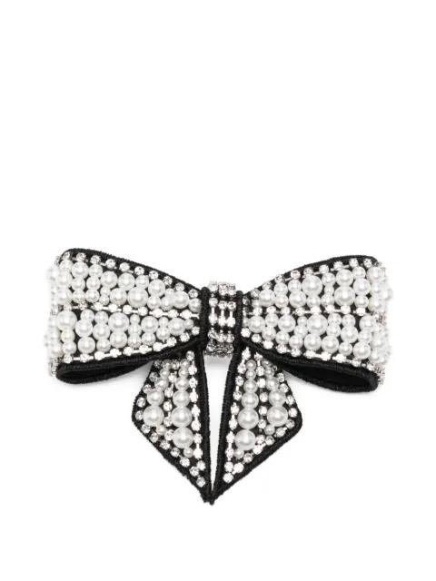 pearl embellished bow hair clip by SELF-PORTRAIT