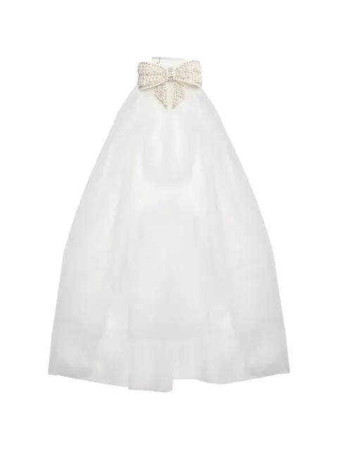 pearl-embellished bow veil by SELF-PORTRAIT