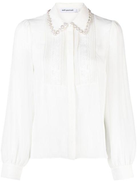 pearl-embellished embroidered blouse by SELF-PORTRAIT