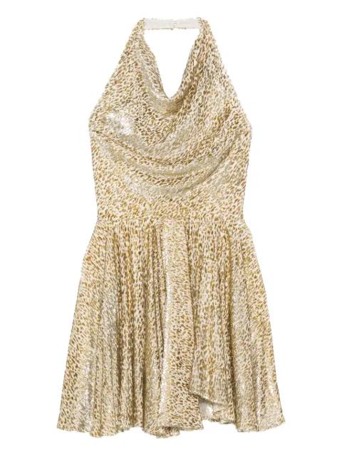 pleated halter neck mini dress by SELF-PORTRAIT