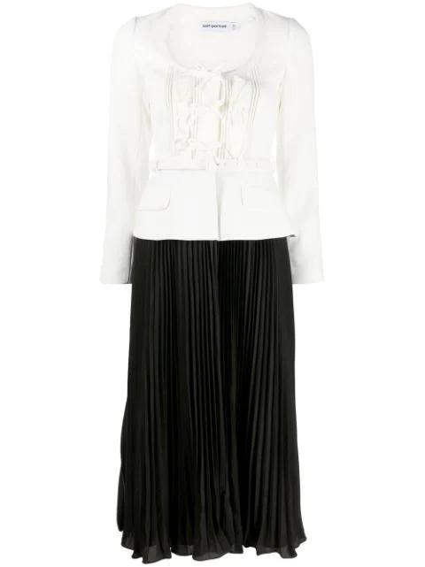 pleated-skirt midi dress by SELF-PORTRAIT