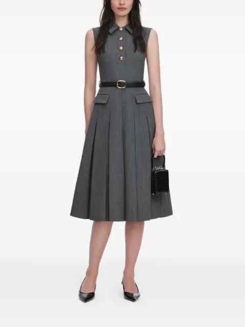pointed-collar pleated midi dress by SELF-PORTRAIT