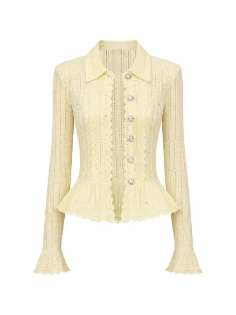 pointelle-knit ruffled cardigan by SELF-PORTRAIT