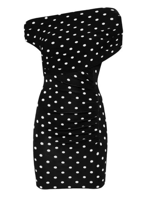 polka-dot one-shoulder mini dress by SELF-PORTRAIT