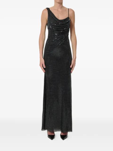 rhinestone-embellished draped maxi dress by SELF-PORTRAIT