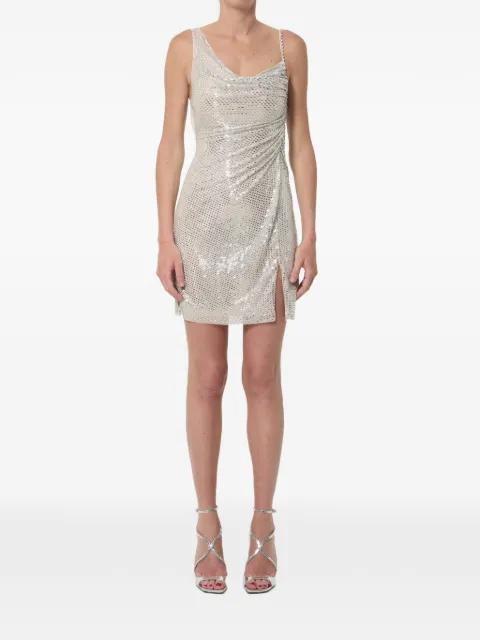 rhinestone-embellished draped mini dress by SELF-PORTRAIT