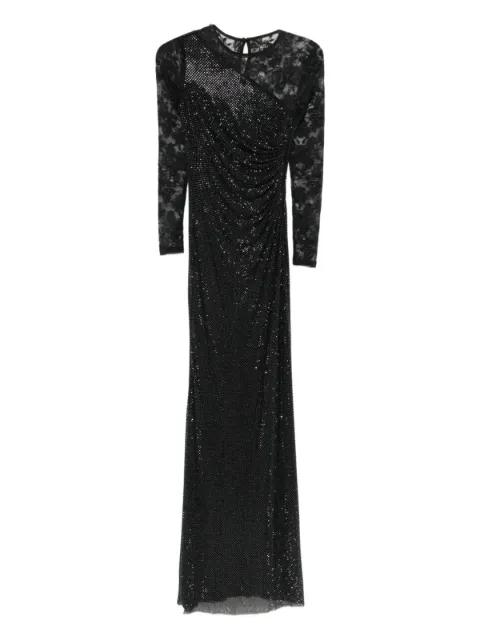 rhinestone-embellished long-sleeve maxi dress by SELF-PORTRAIT