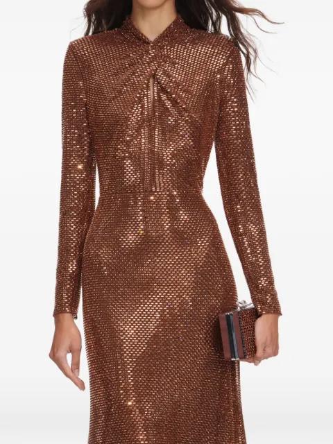 rhinestone-embellished long-sleeve midi dress by SELF-PORTRAIT