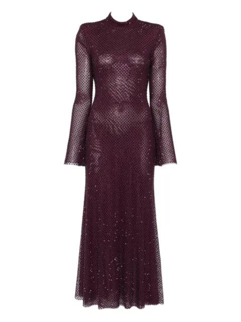 rhinestone-embellished mesh midi dress by SELF-PORTRAIT