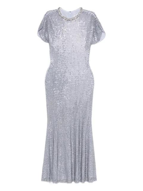 rhinestone mesh midi dress by SELF-PORTRAIT