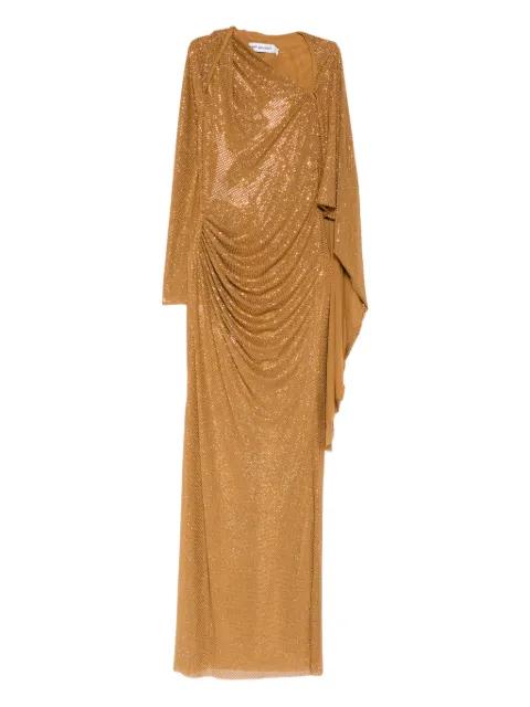 rhinestoned draped maxi dress by SELF-PORTRAIT