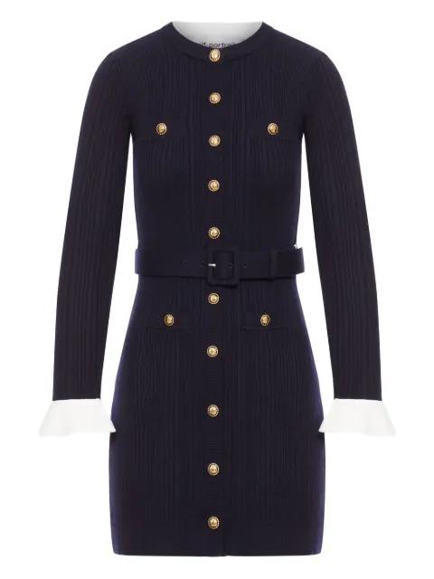ribbed button-front dress by SELF-PORTRAIT