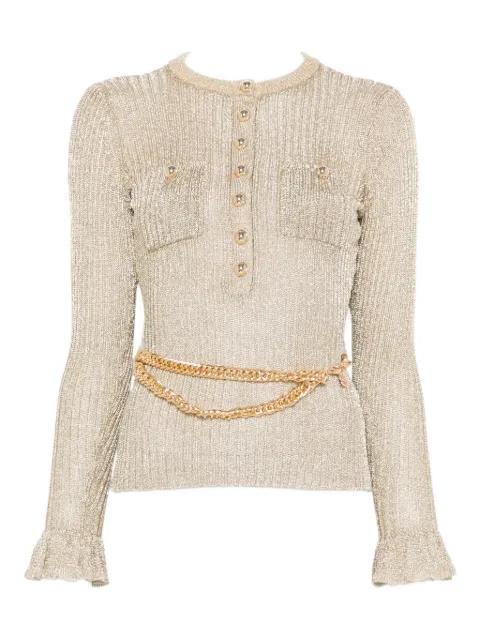 ribbed-knit lurex jumper by SELF-PORTRAIT