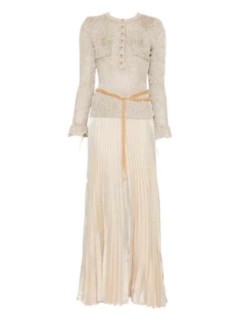ribbed-knit lurex maxi dress by SELF-PORTRAIT
