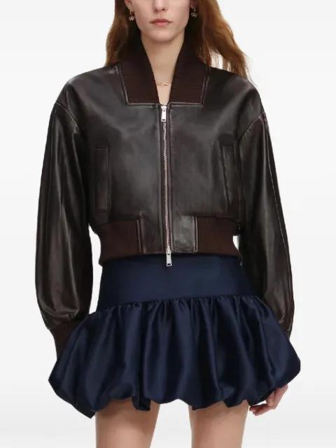 ribbed leather bomber jacket by SELF-PORTRAIT