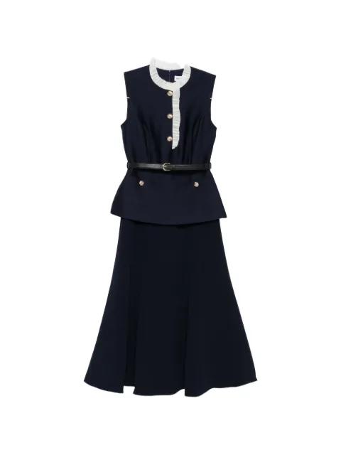 ruffle-trim belted dress by SELF-PORTRAIT