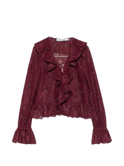 ruffled lace-overlay top by SELF-PORTRAIT