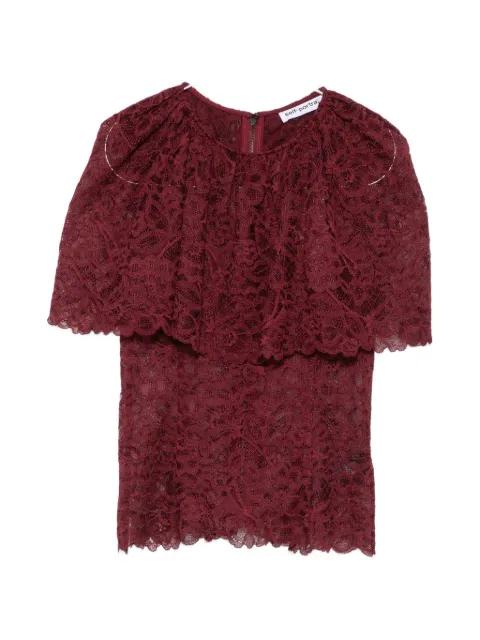 ruffled lace-overlay top by SELF-PORTRAIT
