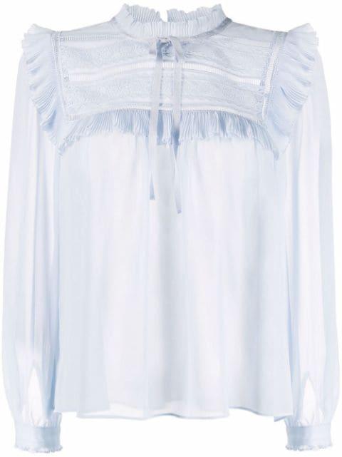 ruffled semi-sheer blouse by SELF-PORTRAIT