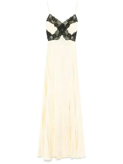 satin lace maxi dress by SELF-PORTRAIT