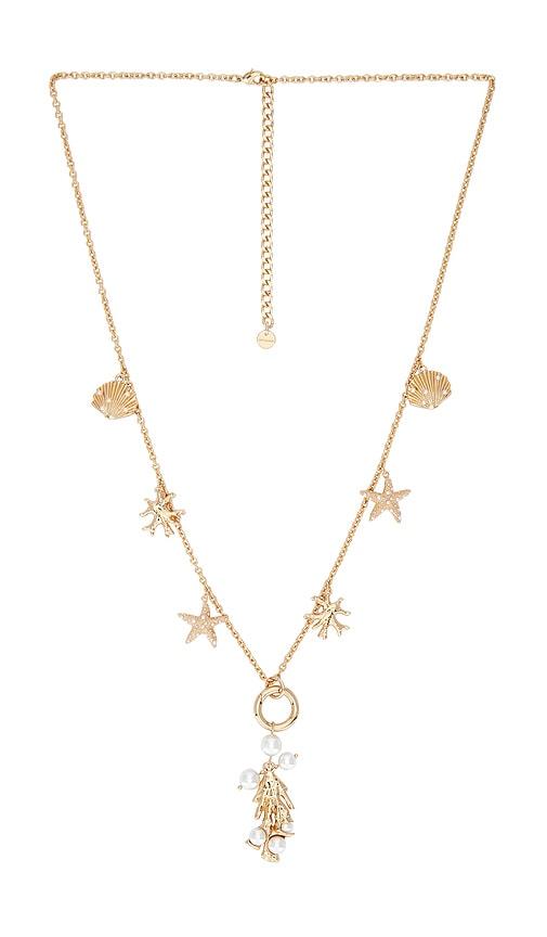 self-portrait Gold Coral Charm Necklace in Metallic Gold by SELF-PORTRAIT