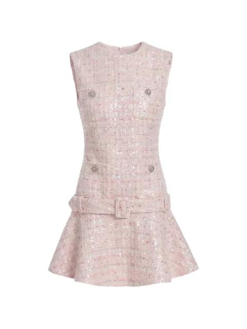 sequin-embellished belted mini dress by SELF-PORTRAIT