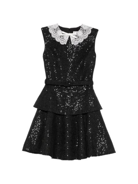 sequin-embellished lace-collar dress by SELF-PORTRAIT